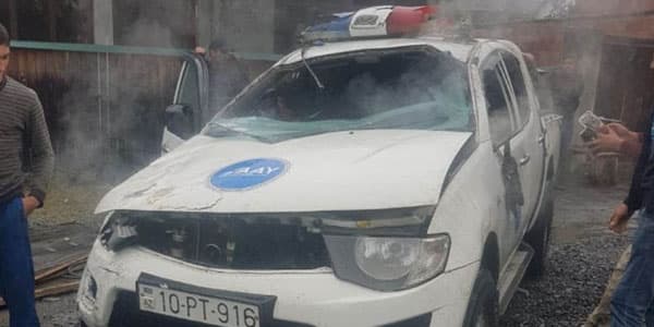 Dövlət Agentliyinin maşını qəzaya düşüb yandı: yaralılar var (FOTOLAR)