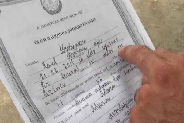 Şamaxıda 8 il öncə vəfat etmiş şəxsə hərbi çağırış vərəqəsi göndərilib