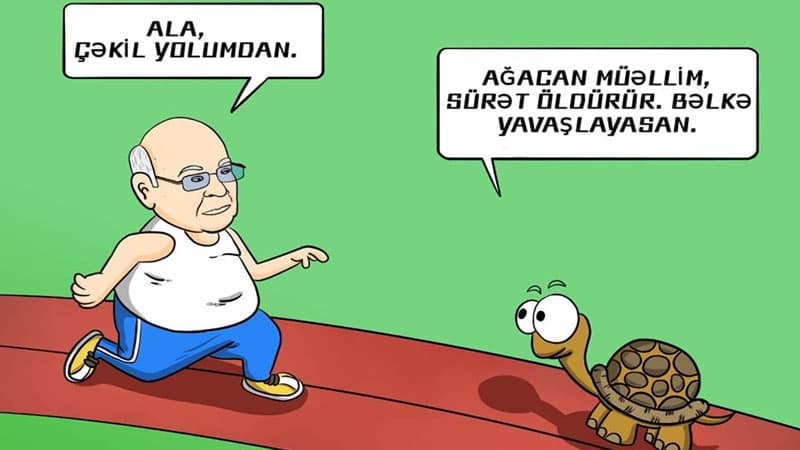 "Ağacan məllim, bəlkə bir az yavaşlayasız?" - KARİKATURA