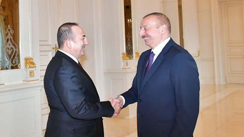 İlham Əliyev Çavuşoğlunu qəbul etdi (FOTOLAR)