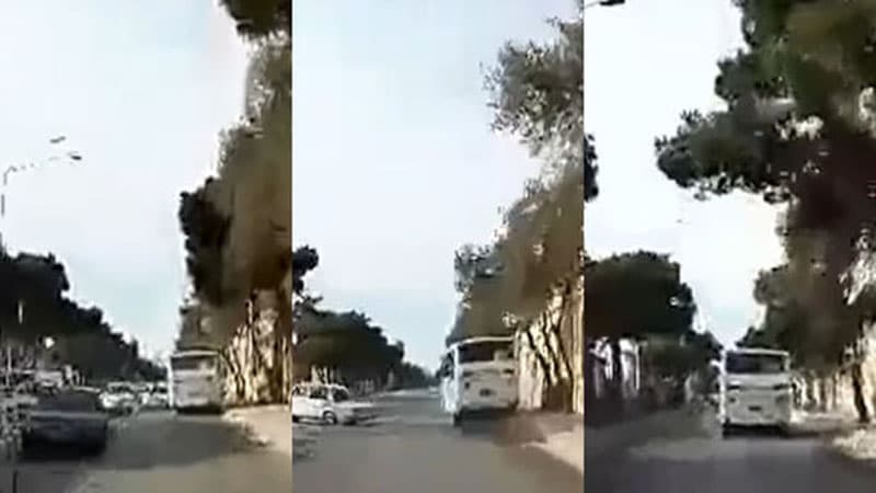Bakıda sərnişin avtobusu qəza törətdi (VİDEO)