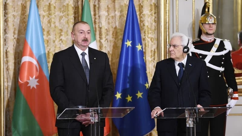 Azərbaycan və İtaliya prezidentləri mətbuata bəyanatlarla çıxış etdi (FOTOLAR)