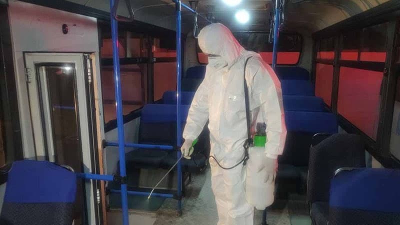 Bakı kəndlərinə işləyən avtobuslar dezinfeksiya olunur (FOTO/VİDEO)