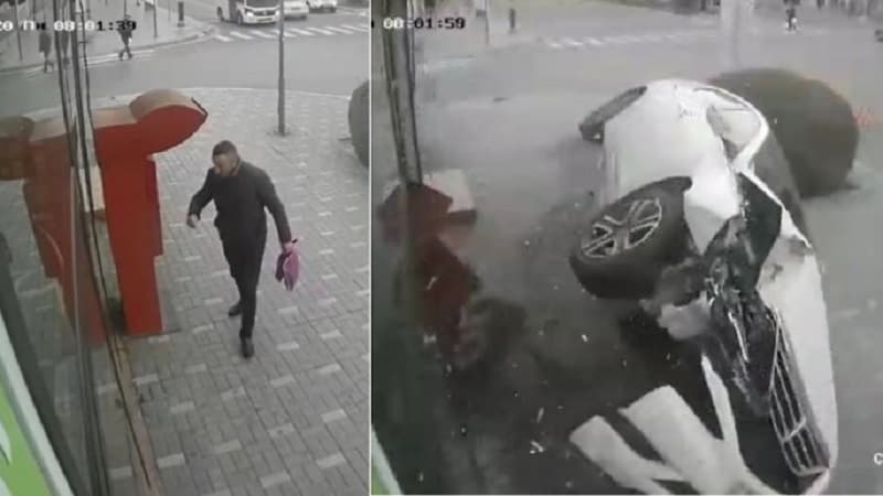 Azərbaycanda şok qəza: piyadanı ölümdən 3 saniyə ayırdı