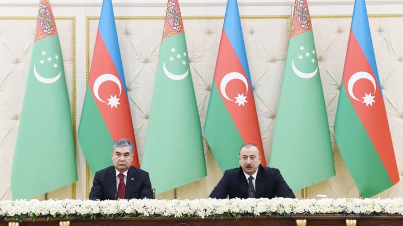 Azərbaycan və Türkmənistan prezidentləri mətbuata bəyanatlarla çıxış etdi (FOTO/YENİLƏNİB)