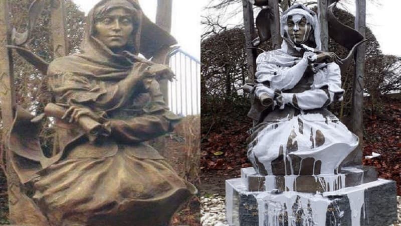 Natəvanın vandalizmə məruz qalmış abidəsi bərpa edilir (RƏSMİ)