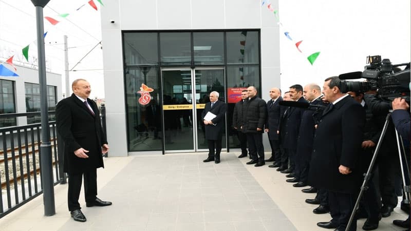 İlham Əliyev Abşeron dairəvi dəmir yolunun açılışında (FOTO/YENİLƏNİB)