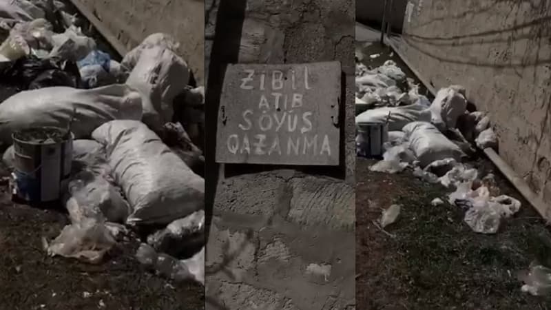Nazilə Səfərlinin qapısının ağzını zibilliyə çevirdilər (VİDEO)