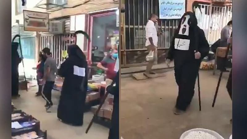 İranda koronavirusa qarşı tədbir: məmurlar əzrail kostyumunda küçələrə çıxdılar
