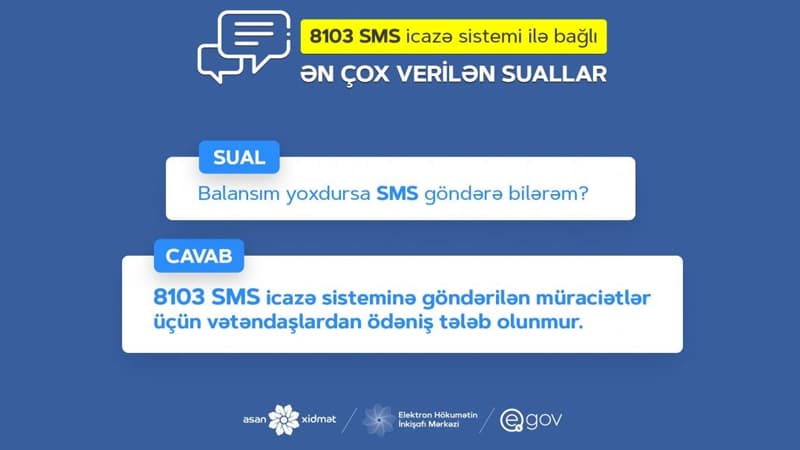 8103 SMS icazə sistemi ilə bağlı ən çox verilən sualların cavabları