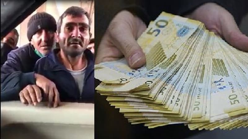 Bakıda naməlum şəxs günəmuzd işləyənlərə pul payladı (VİDEO)