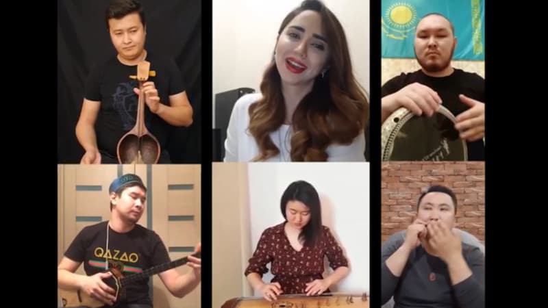 Azərbaycanlı bəstəkar qazaxıstanlı musiqiçilərlə “Sarı gəlin”ni onlayn oxudu (VİDEO)