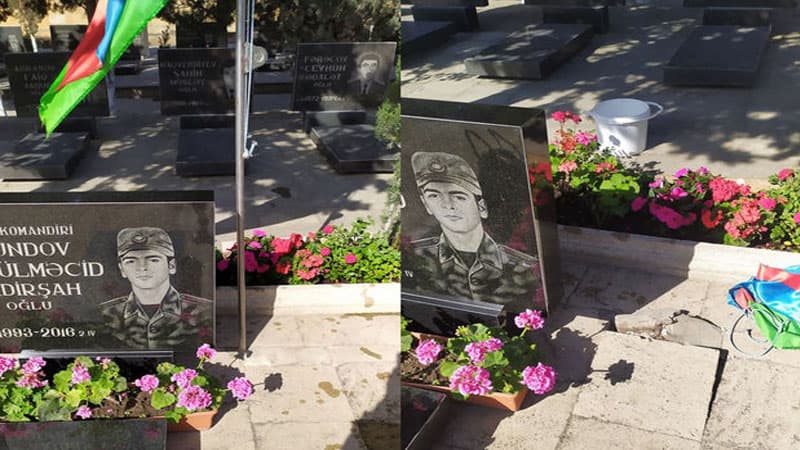Şəhidlərimizin məzarı yanındakı Azərbaycan bayrağına qarşı hörmətsizlik (FOTO)