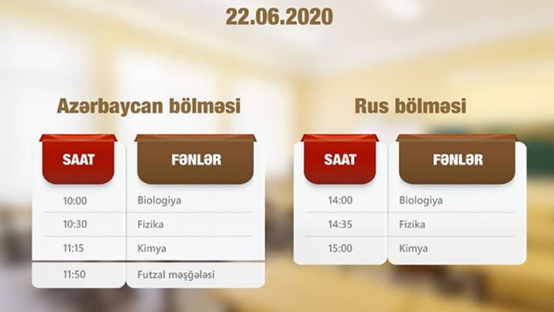 “Abituriyentlər üçün dərs vaxtı”nın sabahkı cədvəli