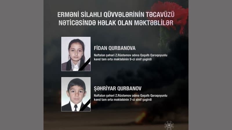 Təhsil Nazirliyi: Erməni təxribatı nəticəsində 2 məktəbli həlak olub