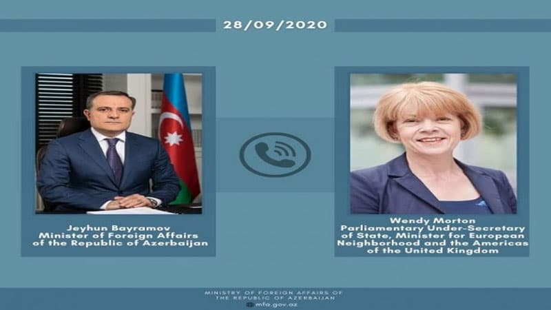 Ceyhun Bayramov Britaniyanın dövlət naziri ilə Qarabağdakı döyüşləri müzakirə etdi