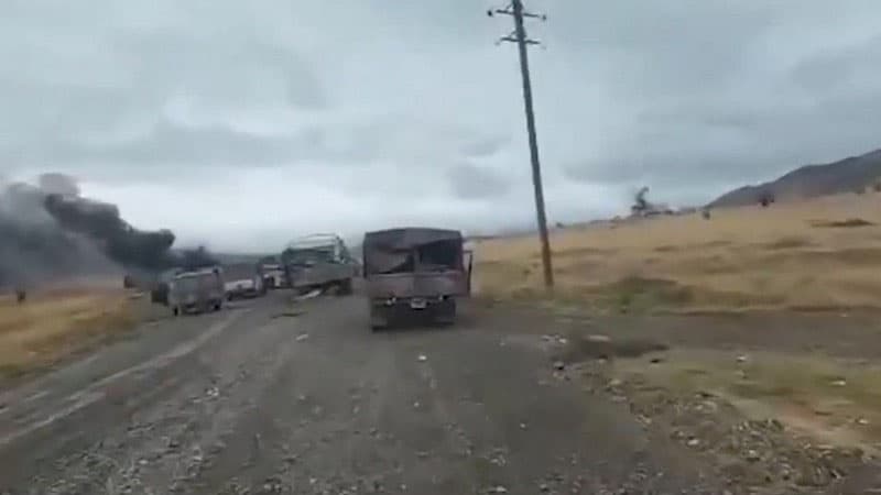 Ermənistan hərbçiləri bir kolon hərbi texnika və avtomobilləri qoyub qaçdı (VİDEO)