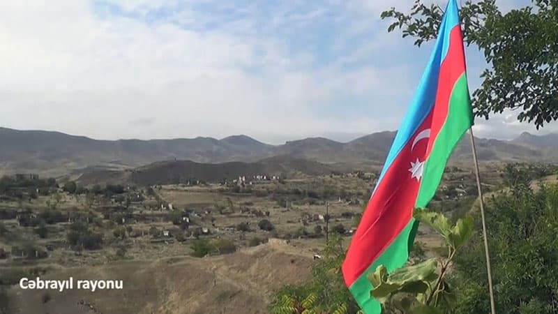 Cəbrayılda Azərbaycan bayrağı belə asıldı (VİDEO)