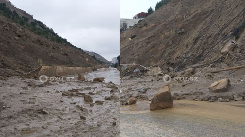 Badamdarda torpaq sürüşməsi oldu (FOTO)