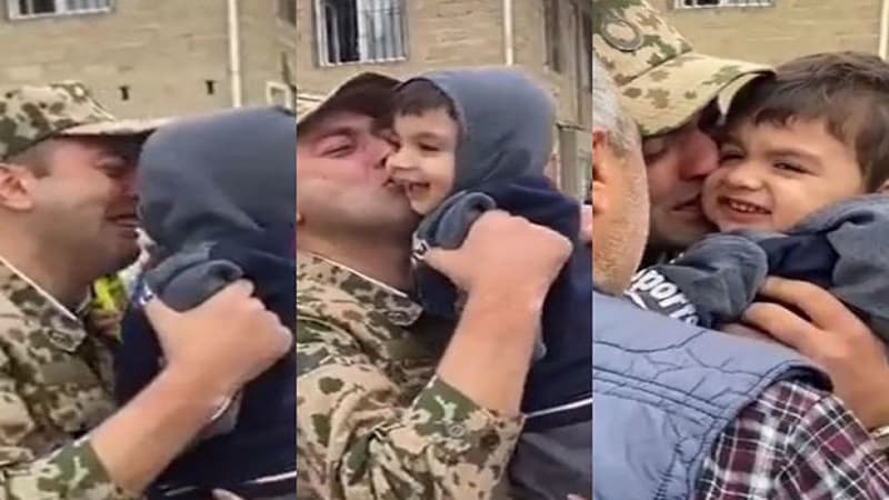 Evinə dönən əsgərin övladı ilə qarşılaşması hər kəsi duyğulandırdı (VİDEO)