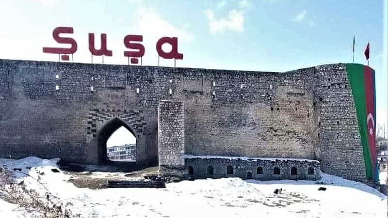 Şuşa qalasının girişi bərpa olundu (FOTOLAR)