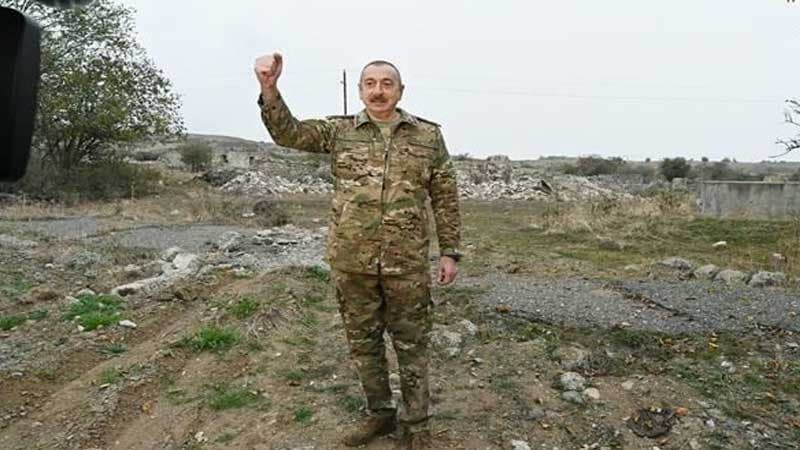 İlham Əliyev yenilənmiş “Cəbrayıla xoş gəlmisiniz” yazısının önündə (VİDEO)