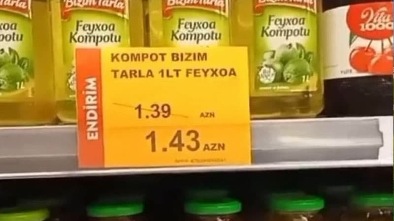 Məhsulun endirim qiyməti diqqət çəkdi (FOTO)