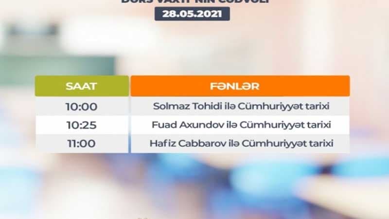 Teledərslərin sabaha olan cədvəli