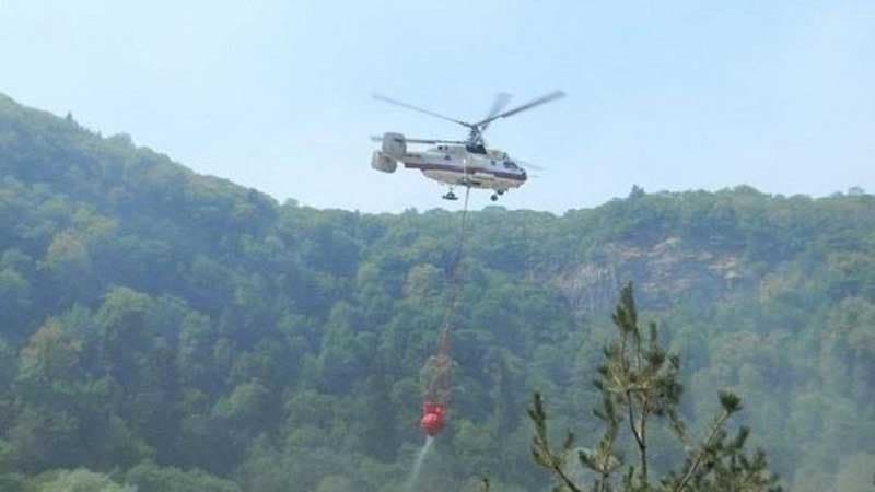 Nabran yaxınlığında baş vermiş yanğını söndürmək üçün helikopter cəlb olundu