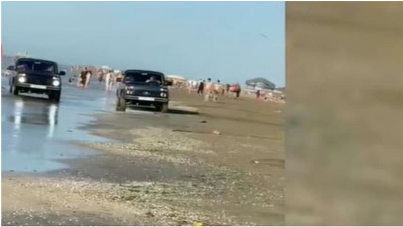 Çimərlikdə "Niva" sürənlər tutuldu (FOTO)