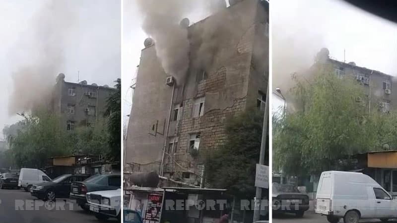 Bakıda beşmərtəbəli binada yanğın başladı (VİDEO/YENİLƏNİB)