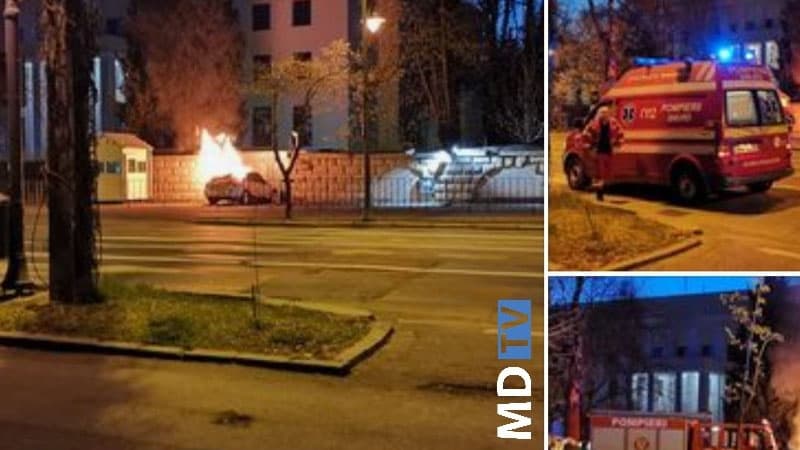 Avtomobilini Rusiya səfirliyinin darvazasına çırpdı, özünü yandırdı (FOTO)