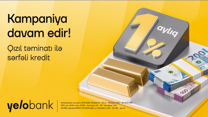 Planlarını təxirə salma: Yelo Bank-da sərfəli qızıl krediti kampaniyası davam edir