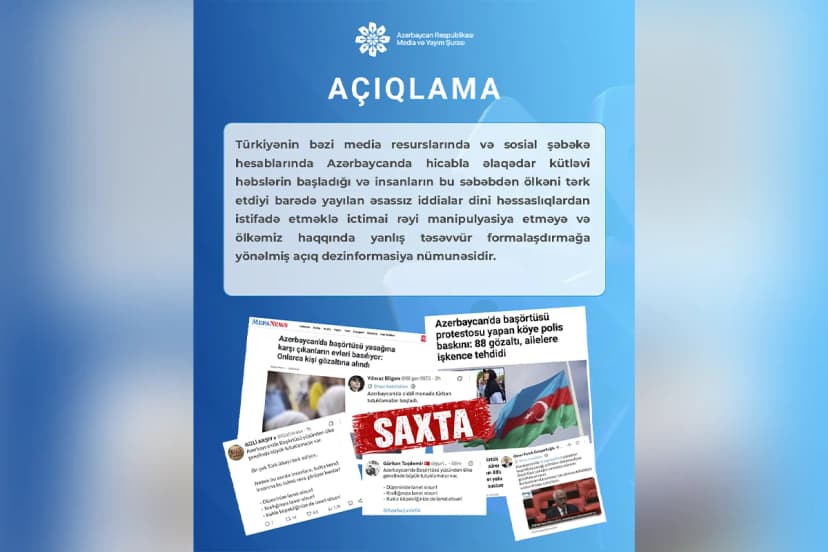 Media və Yayım Şurası Azərbaycan haqqında saxta məlumatların yayılmasını qətiyyətlə pislədi